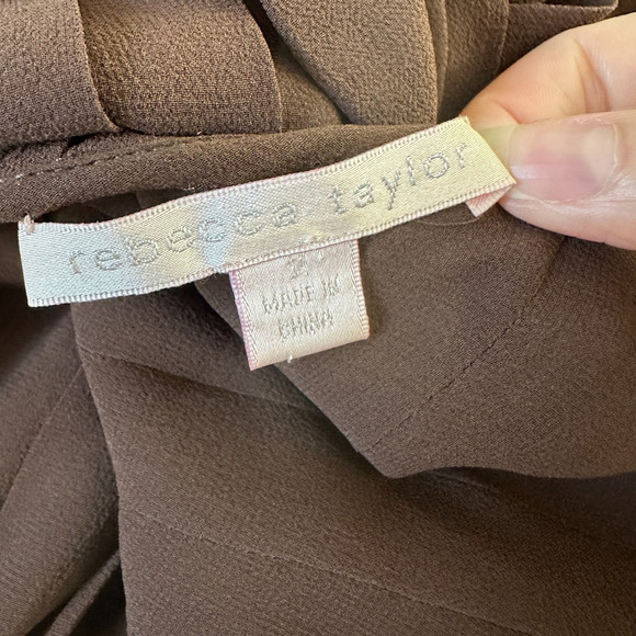 Rebecca Chocolate Flowy Sheer Pleated Round Neck Sleeveless Velvet Hem Dress 2 - Picture 10 of 10